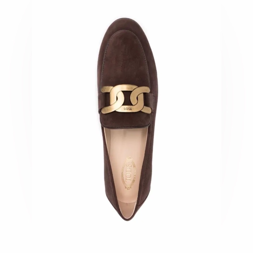 Tod's Dark Brown Suede Loafers with Gold Accent

U2-3